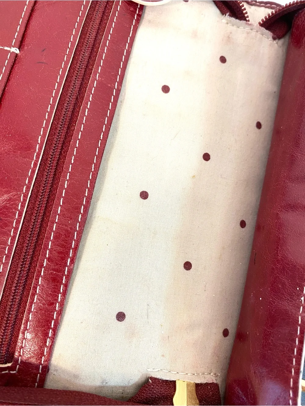 FRANKLIN COVEY Red Leather Zippered Compact Binder